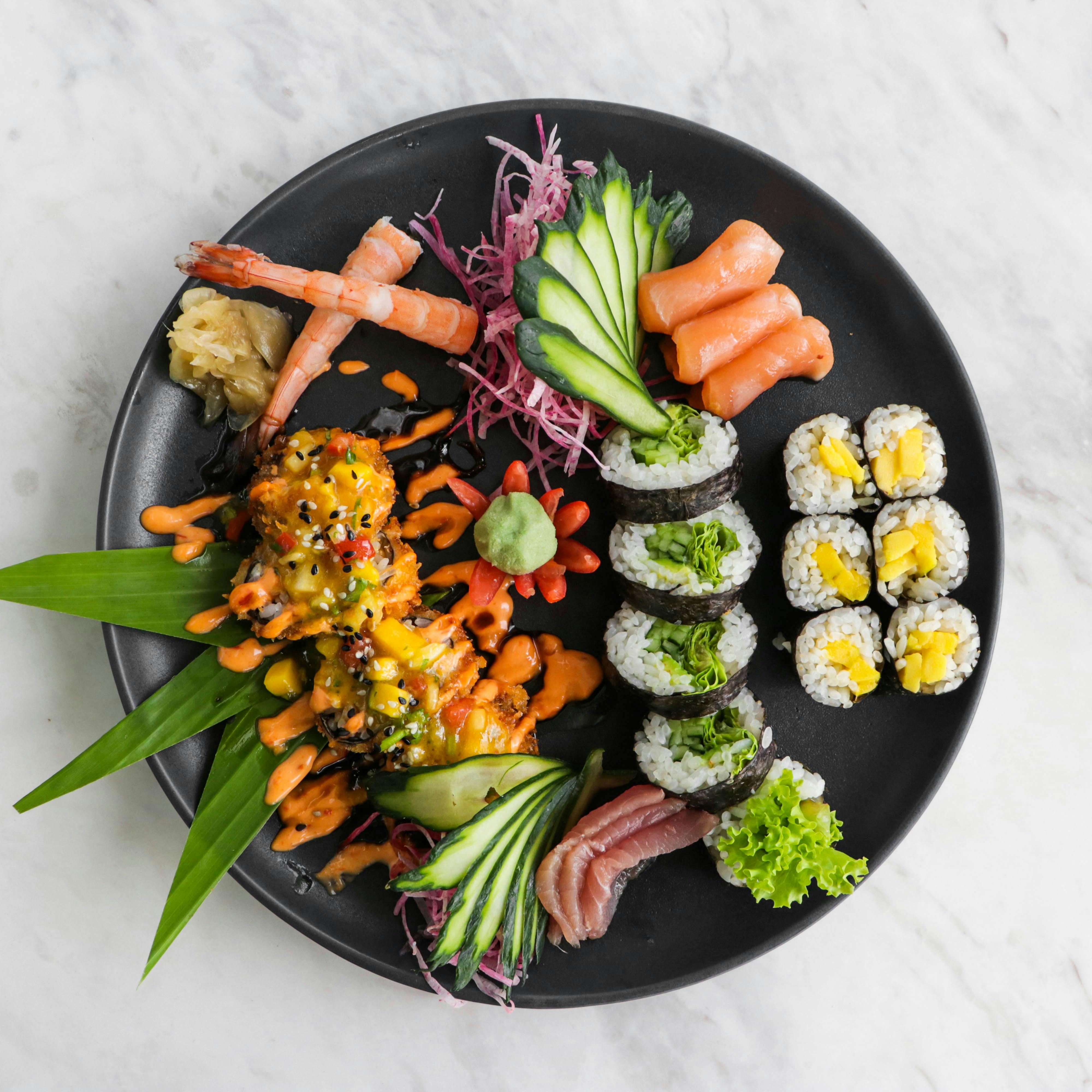 varied sushi plate